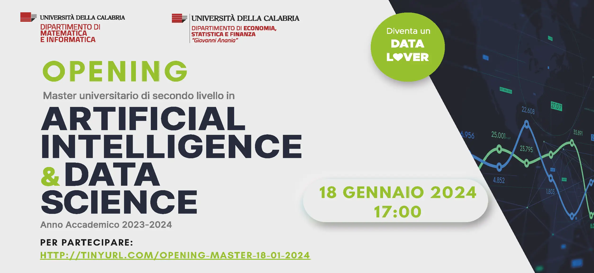 Opening Master in Artificial Intelligence & Data Science - Giovedì 18 gennaio 2024 ore 17:00