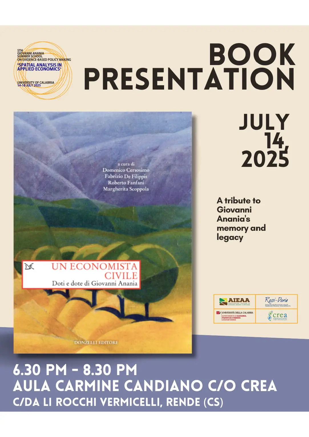 DESF: Presentation of the book "Un economista Civile. Doti e dote di Giovanni Anania"